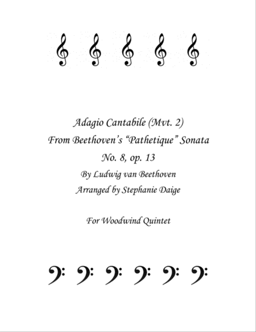 Adagio Cantible from Beethoven's Pathetique Sonata for Woodwind Quintet Woodwind Quintet scores gallery preview page 1