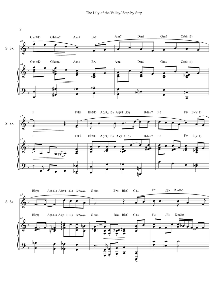 THE LILY OF THE VALLEY-STEP BY STEP (Hymn Arrangement for Piano and Sop. Saxophone) Woodwind Duet scores gallery preview page 2