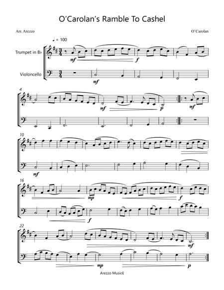 o'carolan ramble to cashel - trumpet and cello sheet music turlough'o carolan image number null