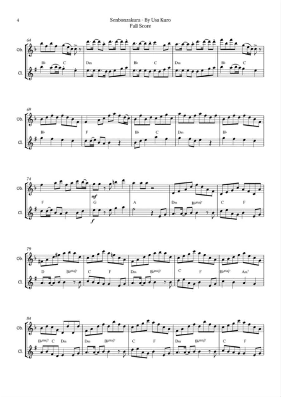 Senbonzakura Woodwind Duet scores gallery preview page 4