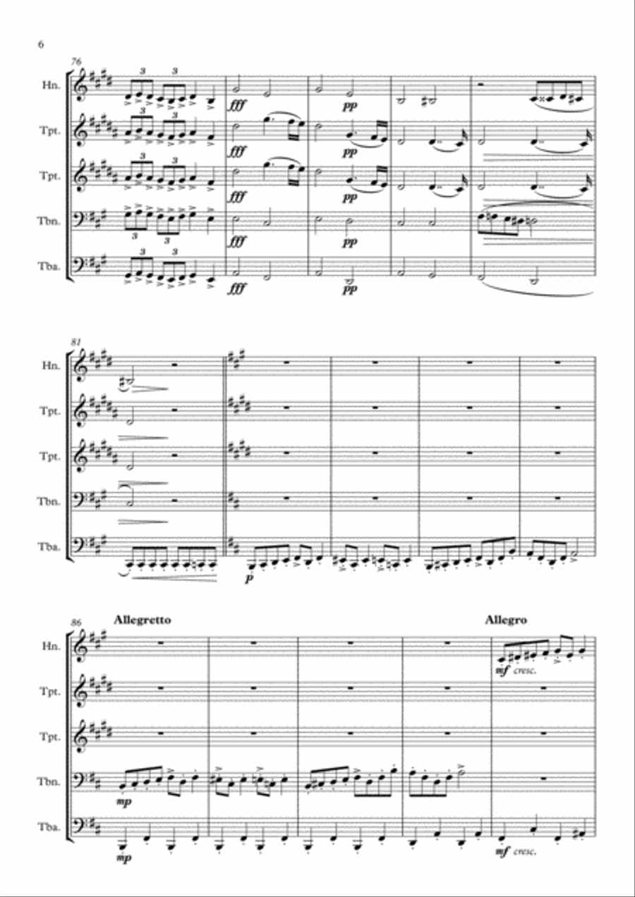 Romantic Medley for Brass Quintet Brass Quintet scores gallery preview page 6