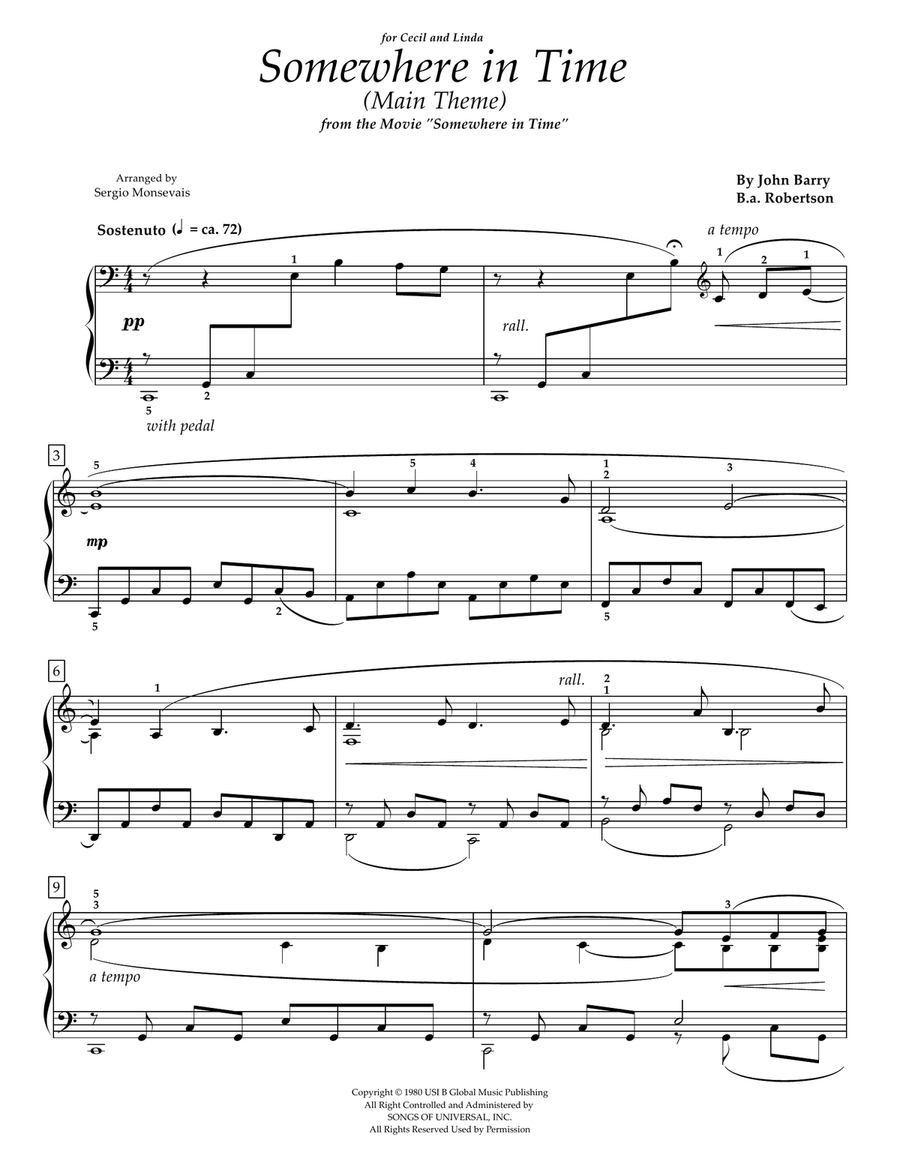 Somewhere In Time Piano Method scores gallery preview page 1
