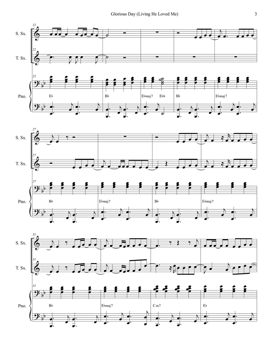 Glorious Day (Living He Loved Me) Woodwind Duet scores gallery preview page 3