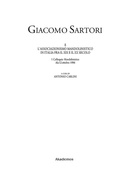 Giacomo Sartori e l'Associazionismo Mandolinistico