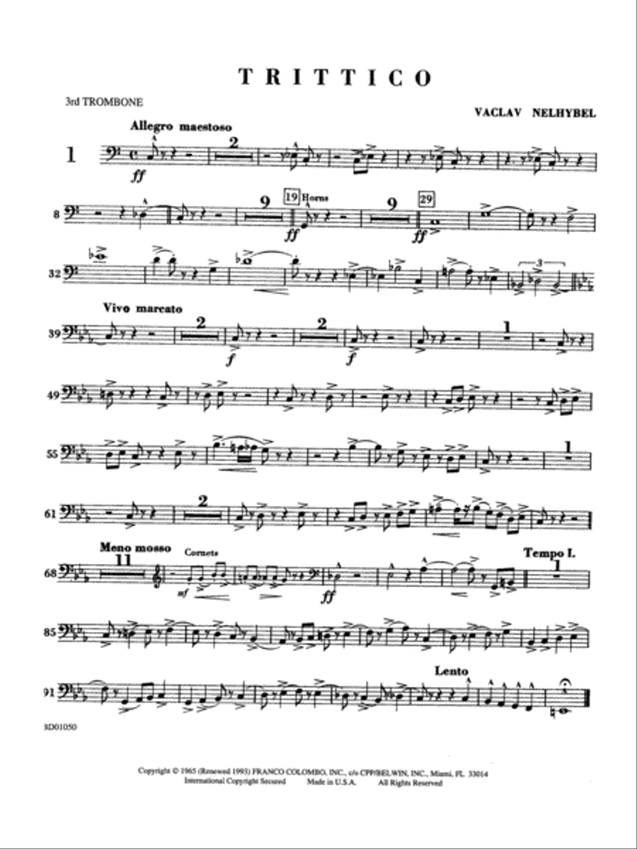 Trittico: 3rd Trombone Trittico: 3rd Trombone Concert Band scores gallery preview page 1