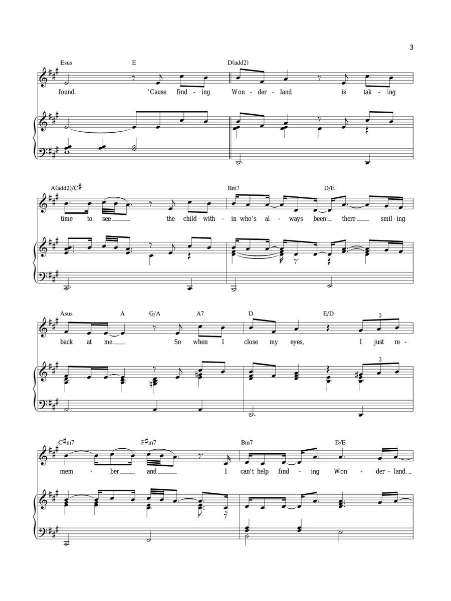 Finding Wonderland Piano, Vocal scores gallery preview page 3