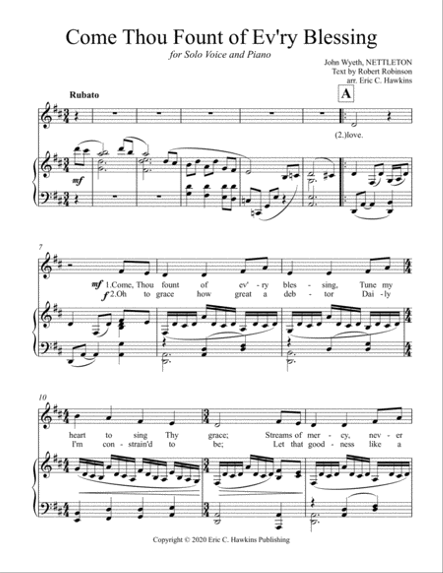 Come Thou Fount of Ev'ry Blessing Voice scores gallery preview page 2