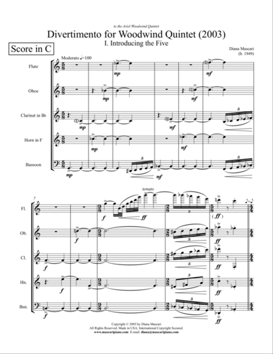 Divertimento for Woodwind Quintet Woodwind Quintet scores gallery preview page 2