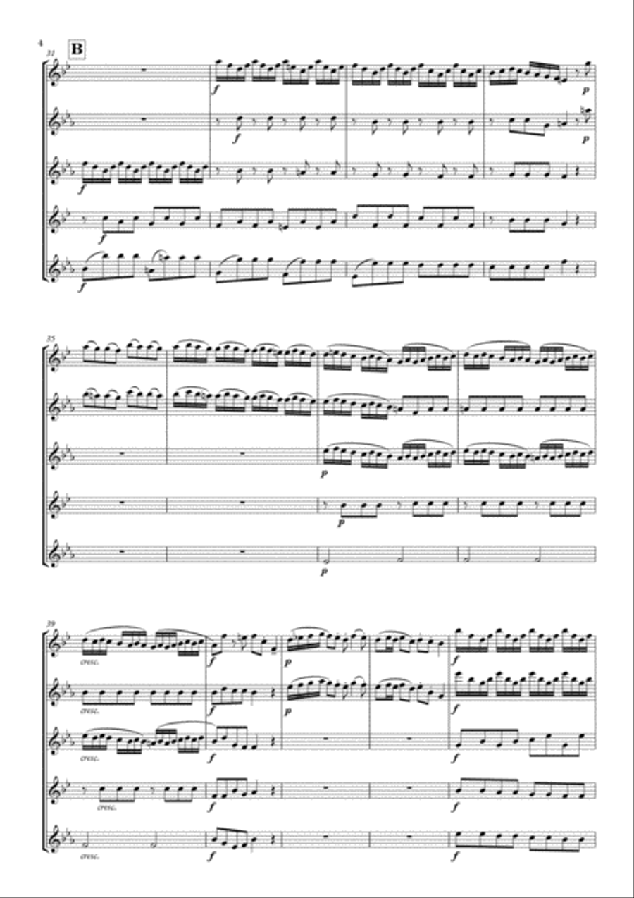 Arrival of the Queen of Sheba arranged for Clarinet Quintet Clarinet Quintet scores gallery preview page 6