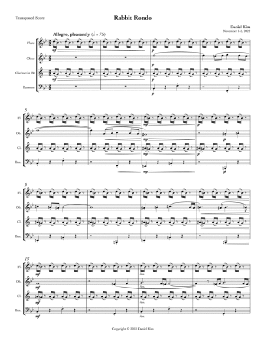 Rabbit Rondo Rabbit Rondo Woodwind Quartet scores gallery preview page 3