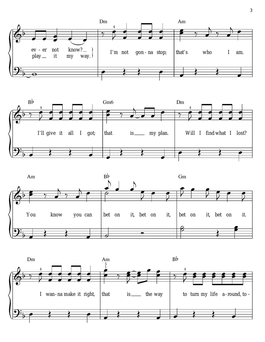 Bet On It Bet On It Easy Piano scores gallery preview page 3