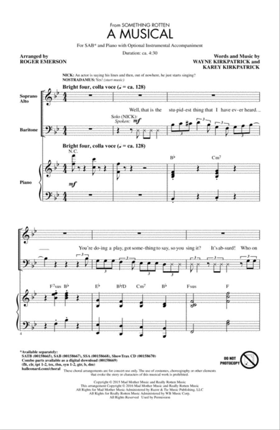 A Musical (from Something Rotten) 3-Part scores gallery preview page 1