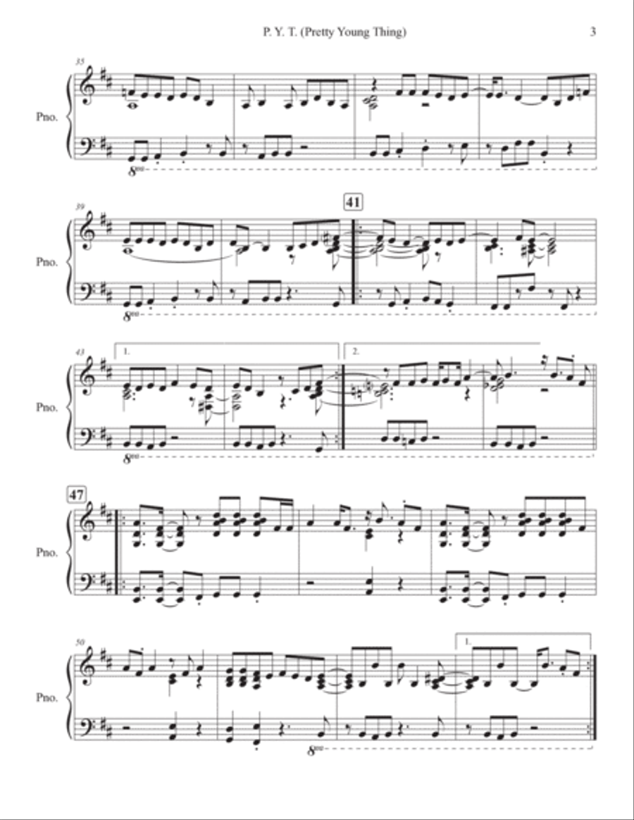 P.y.t. (Pretty Young Thing) Piano Solo scores gallery preview page 3
