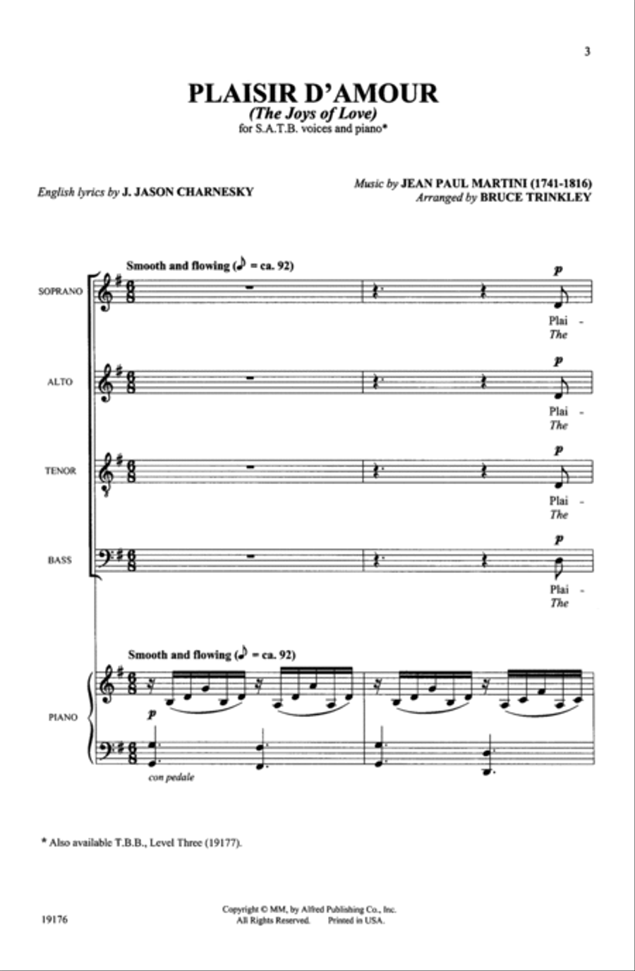 Plaisir d'Amour 4-Part scores gallery preview page 2