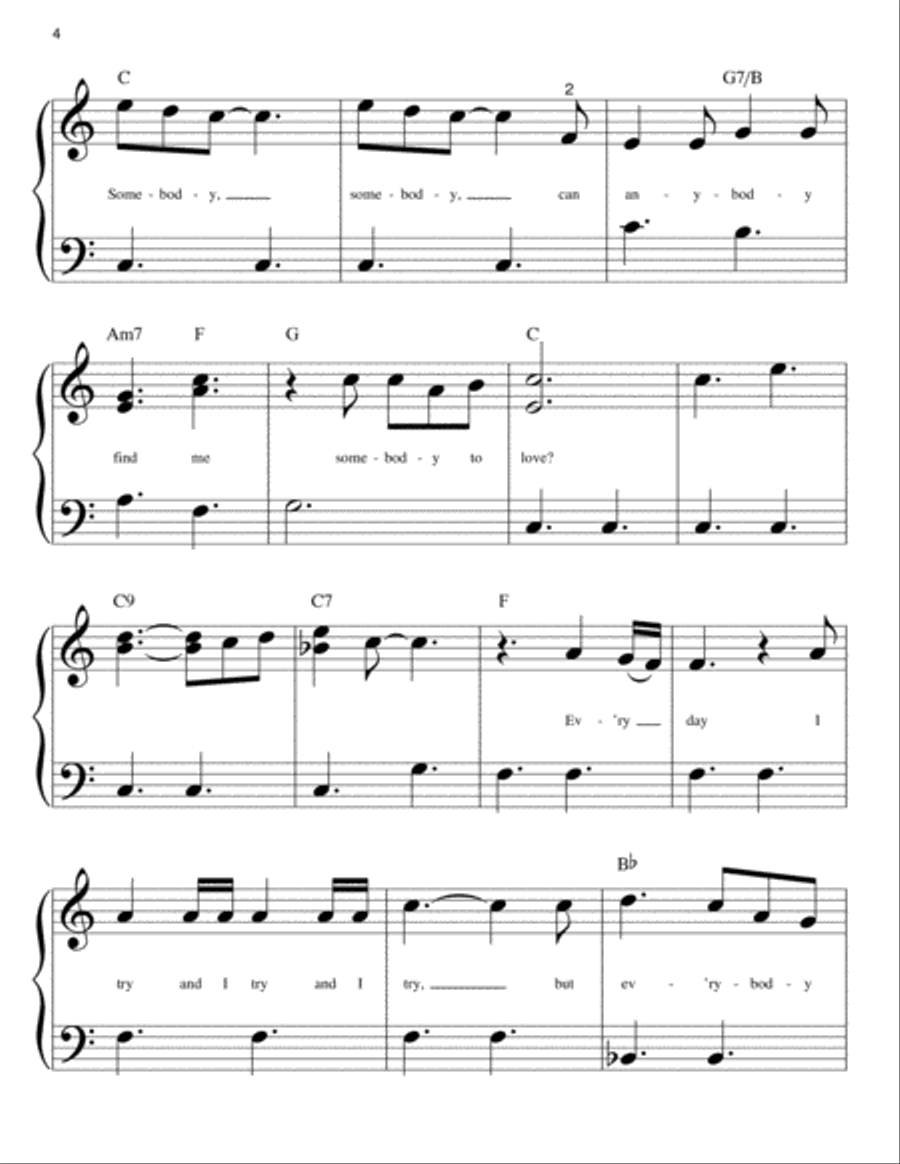 Somebody To Love Easy Piano scores gallery preview page 4