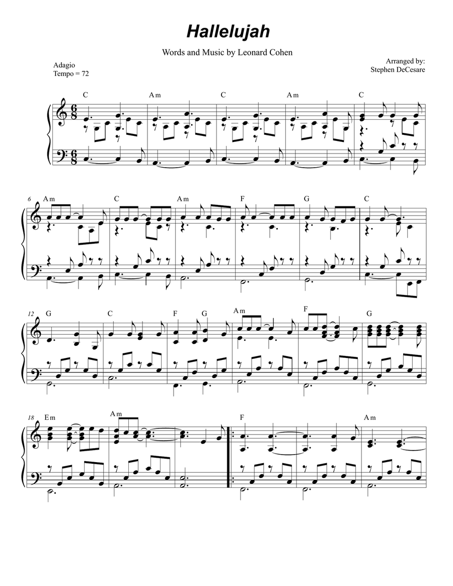 Hallelujah Piano scores gallery preview page 5
