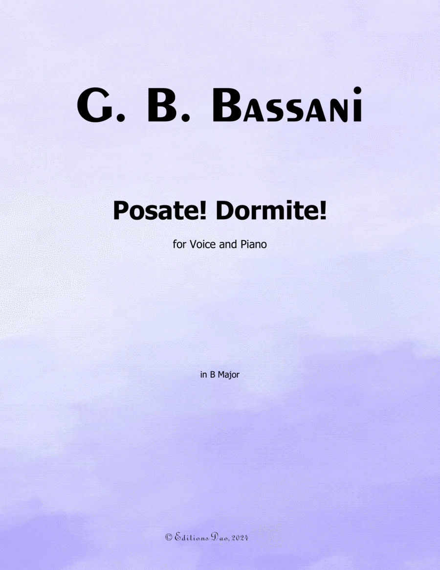 Posate! Dormite! by Bassani, in B Major Voice scores gallery preview page 1