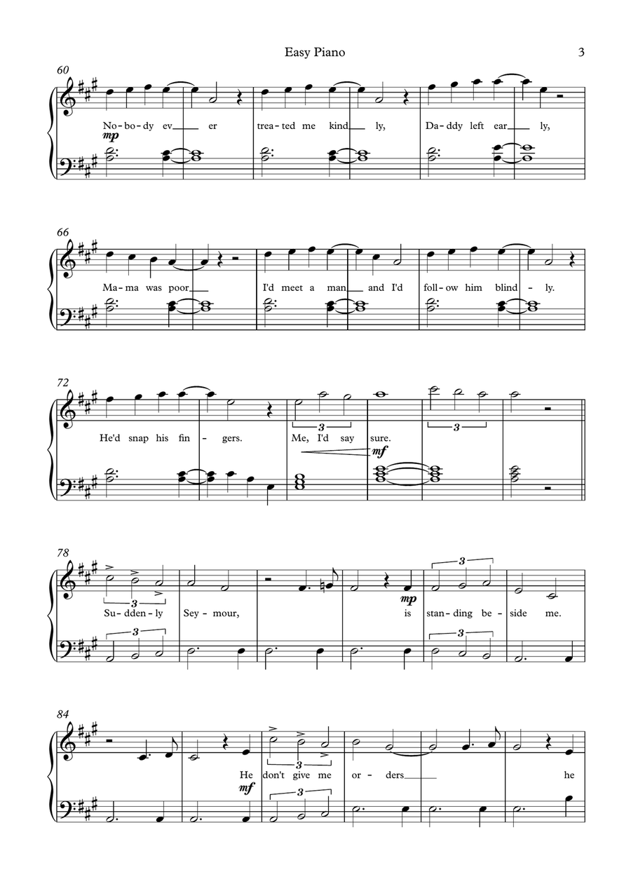Suddenly Seymour Easy Piano scores gallery preview page 3