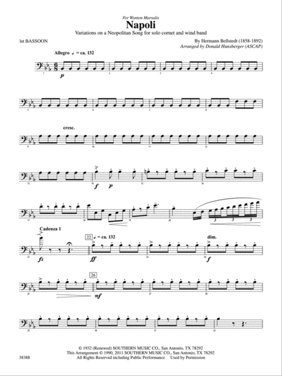 Napoli: Bassoon Concert Band scores gallery preview page 1