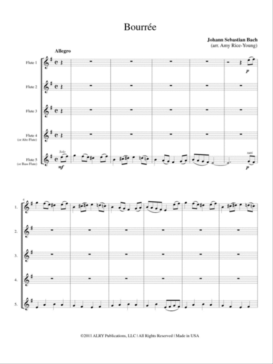 Bourrée for Flute Choir Flute Choir scores gallery preview page 2