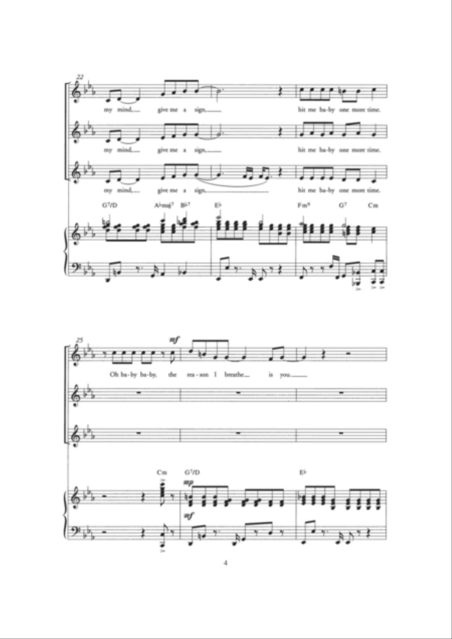 ...Baby One More Time (Arr. Berty Rice) Choir scores gallery preview page 4