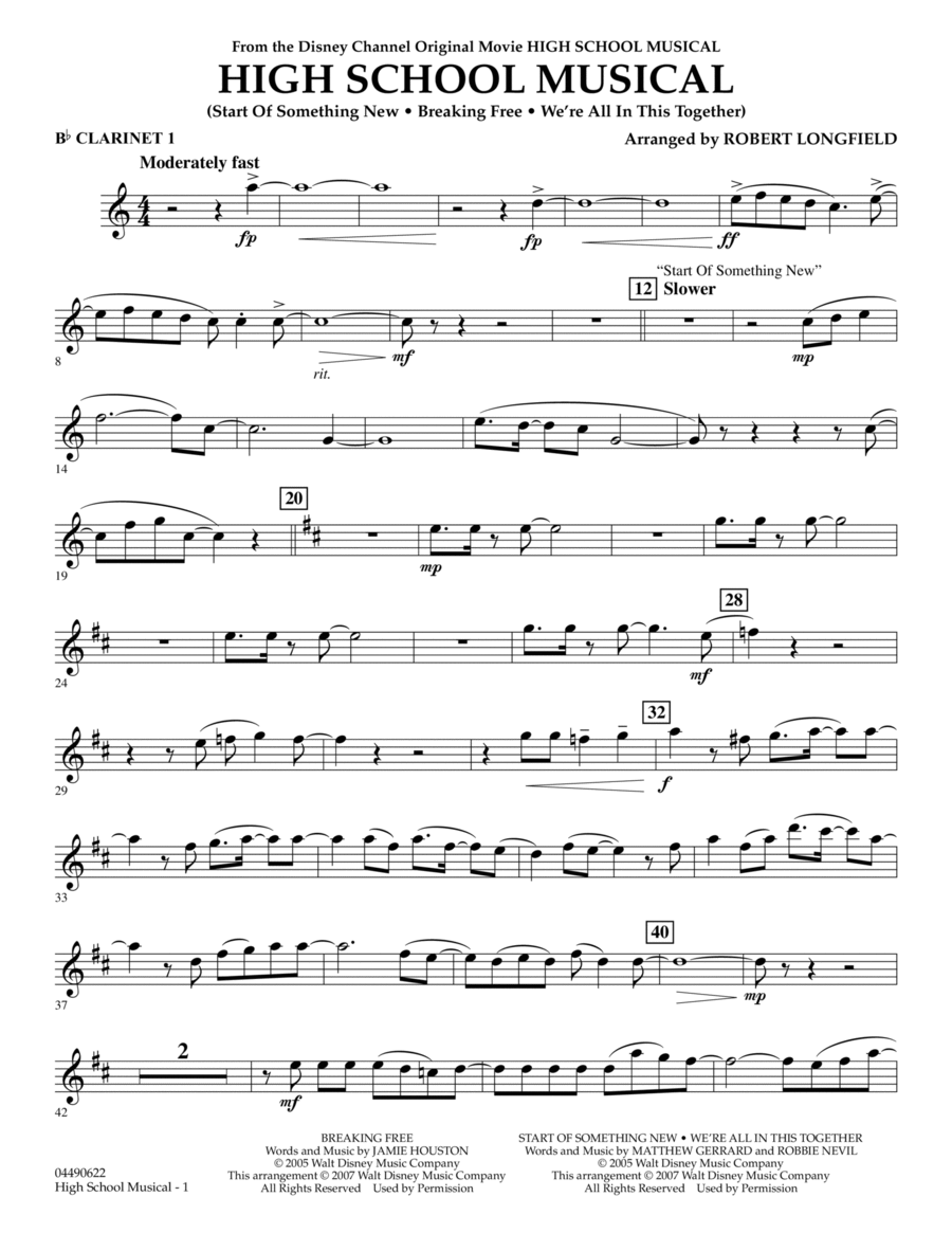 High School Musical - Bb Clarinet 1 B-Flat Clarinet scores gallery preview page 1