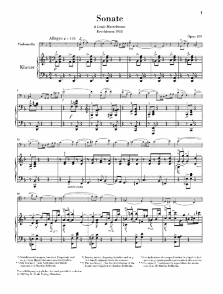 Cello Sonata No. 1 in D minor, Op. 109