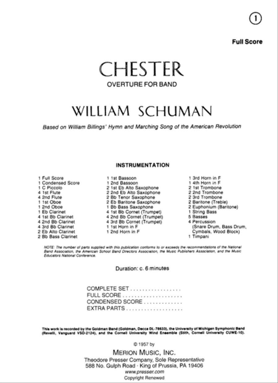 Chester Chester Concert Band scores gallery preview page 1