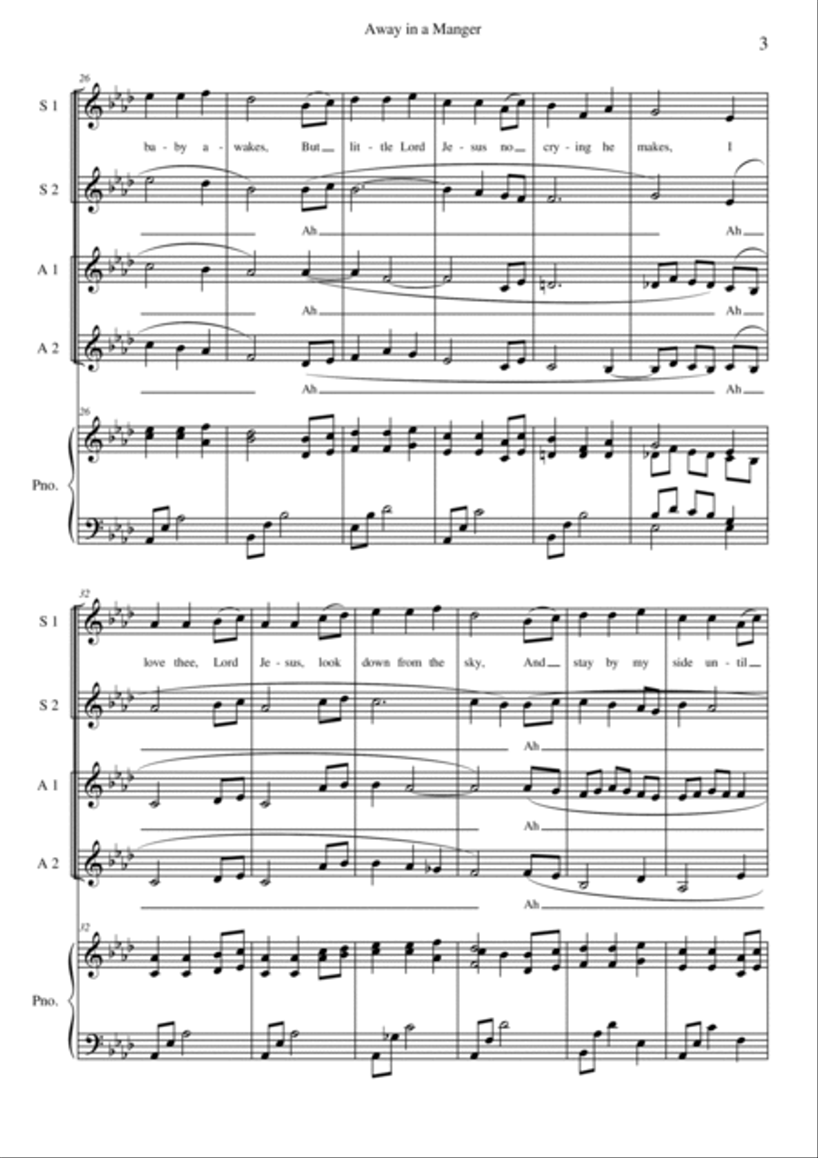 Away In A Manger SSAA Vocal Score SSAA scores gallery preview page 3