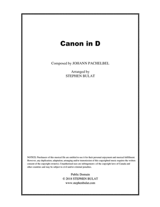 Canon in D (Pachelbel) - Lead sheet (key of B)