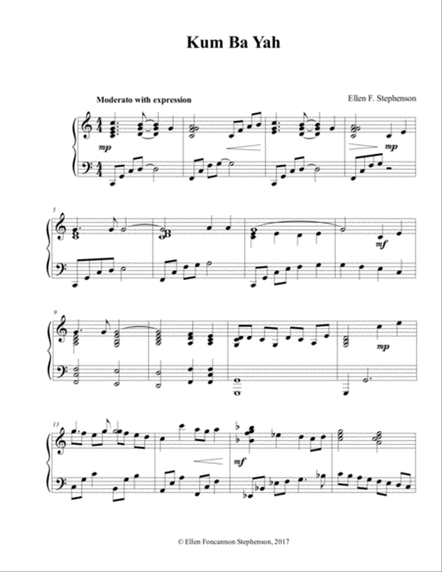 Kum Ba Yah Kum Ba Yah Piano Solo scores gallery preview page 1