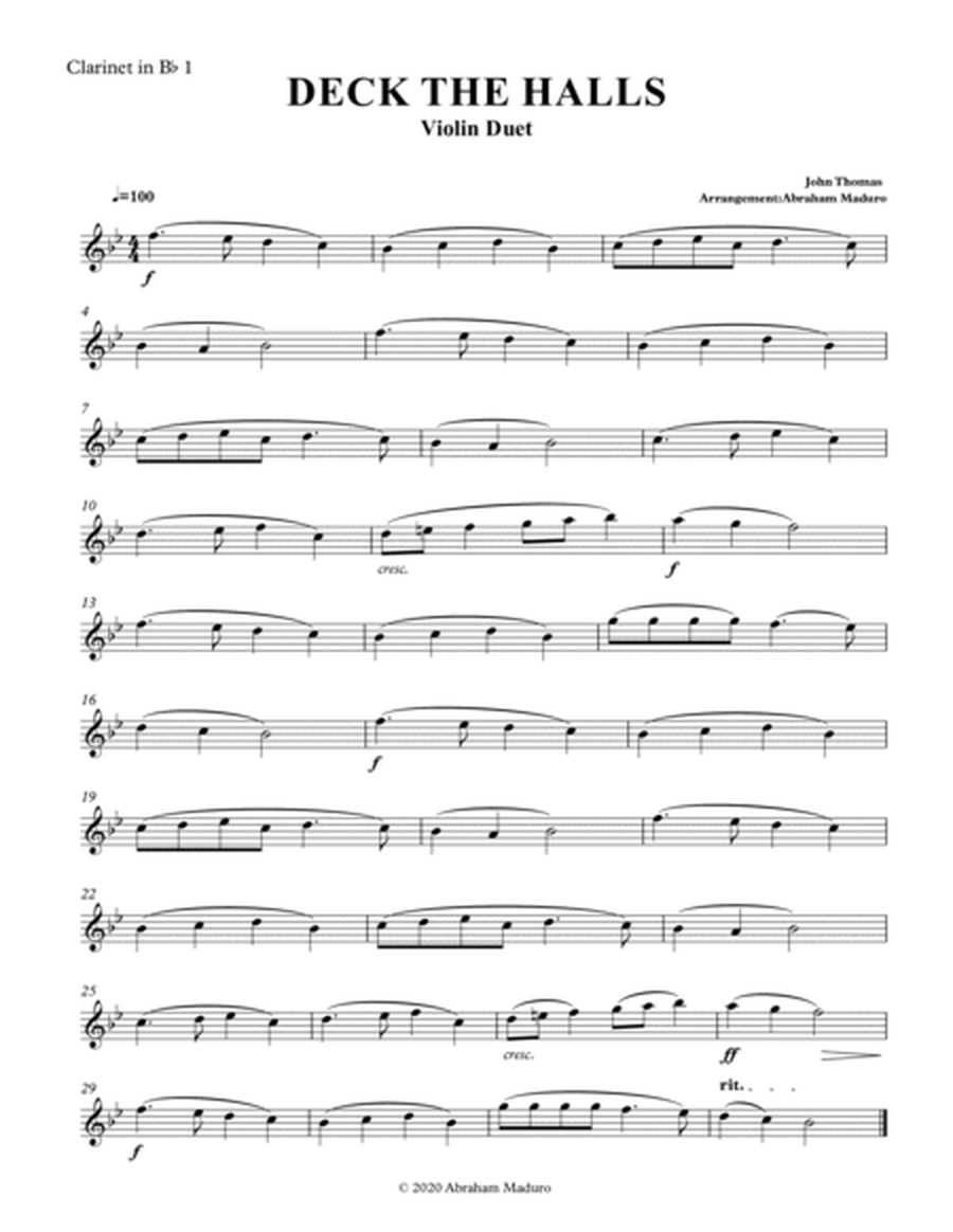6 Traditional Christmas Arrangements for Bb Clarinet Duets-Score and Parts image number null