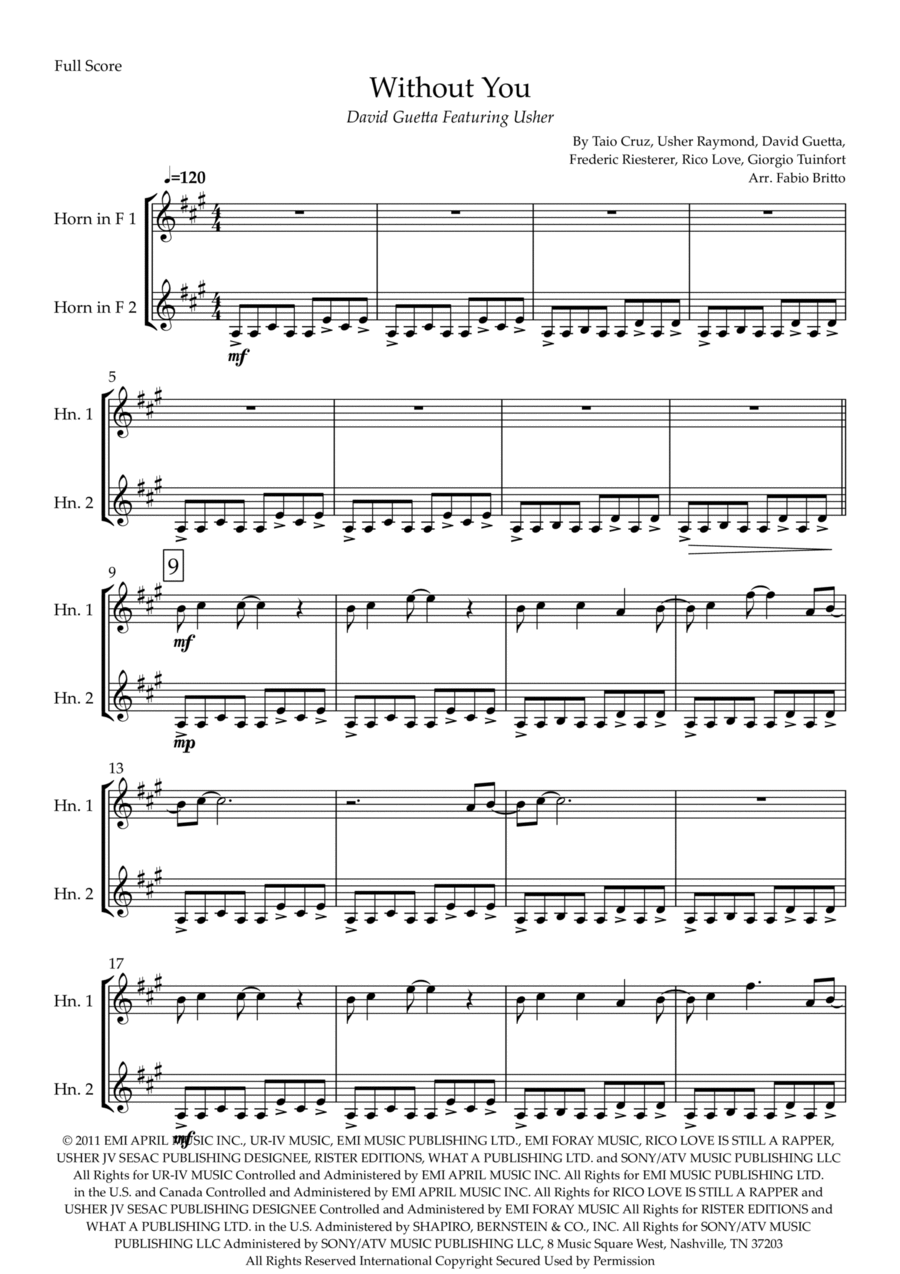 Without You Brass Duet scores gallery preview page 1