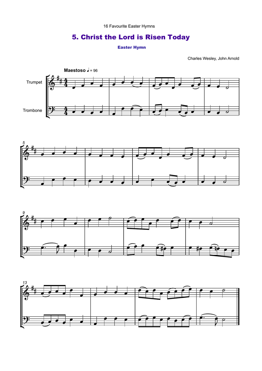 16 Favourite Easter Hymns for Trumpet and Trombone Duet Brass Duet scores gallery preview page 6
