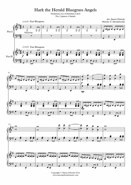 Hark the Herald Bluegrass Angels; Christmas Carol Variations for 2 pianos image number null