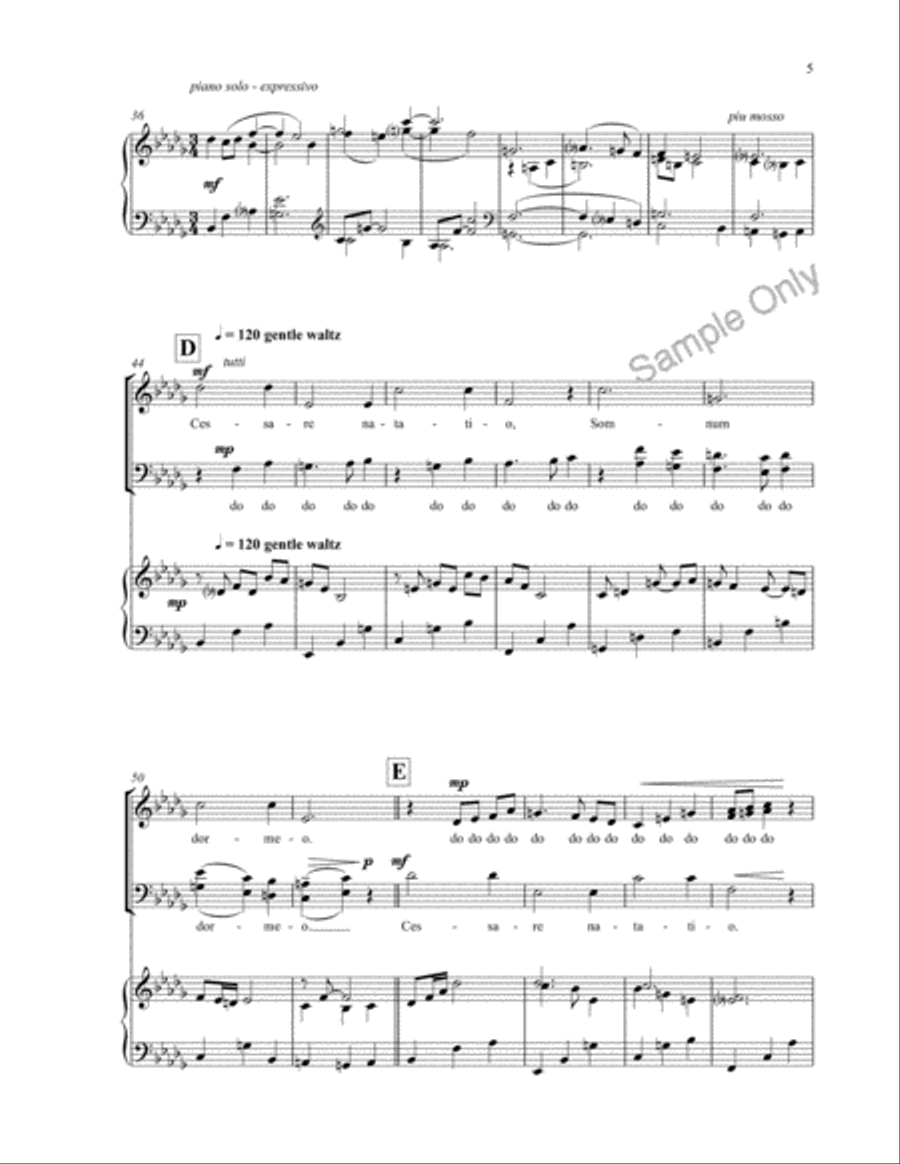 Mother Whale Lullaby 4-Part scores gallery preview page 5