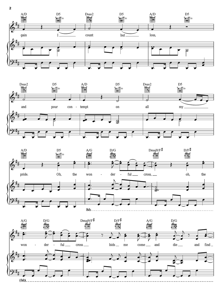 The Wonderful Cross The Wonderful Cross Piano, Vocal, Guitar scores gallery preview page 2