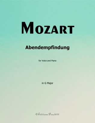 Book cover for Abendempfindung, by Mozart, in B Major