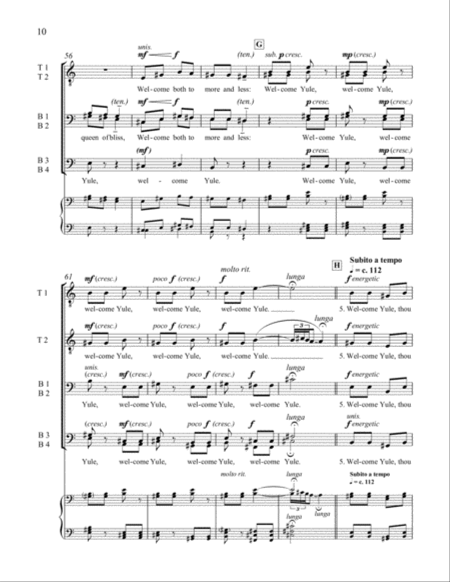 Carols Ancient and New: 5. Welcome Yule TTBB scores gallery preview page 13