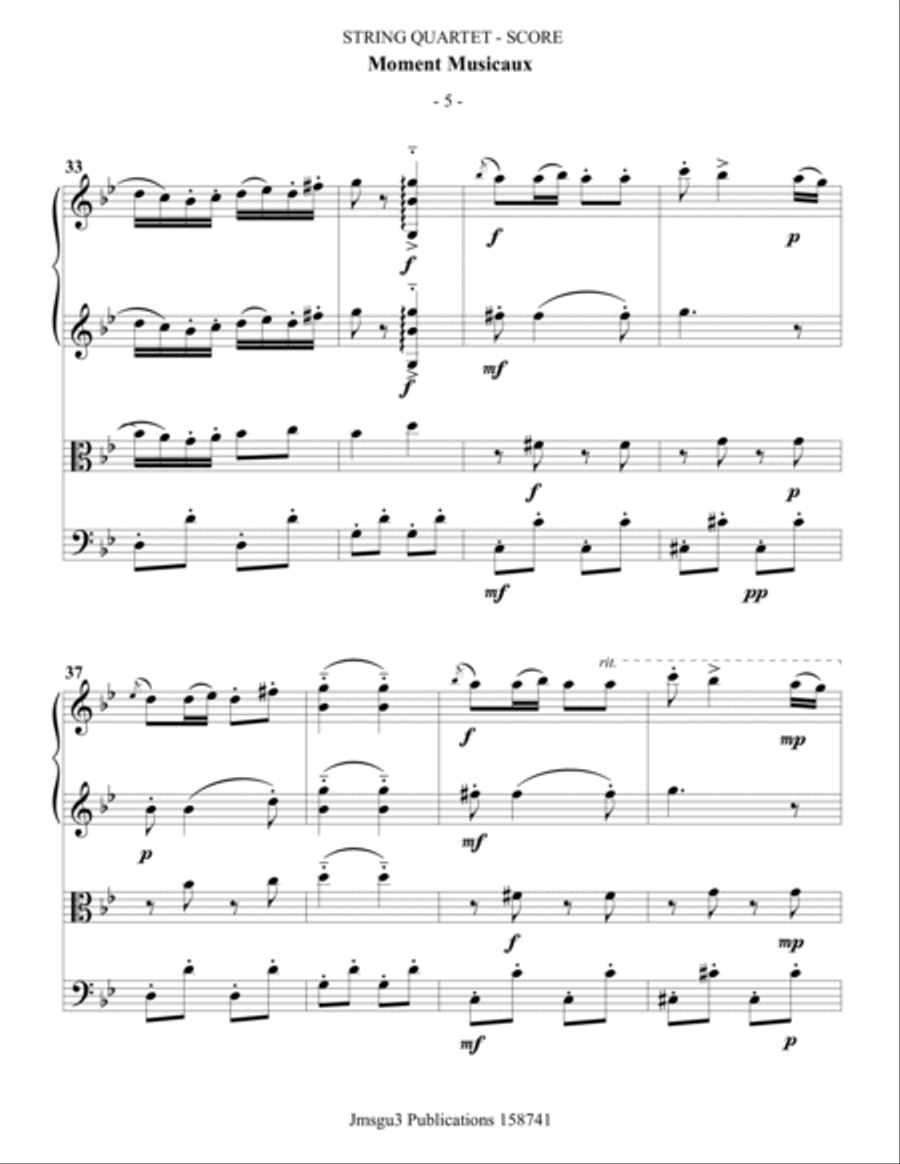 Schubert: Moment Musicaux for String Quartet String Quartet scores gallery preview page 5