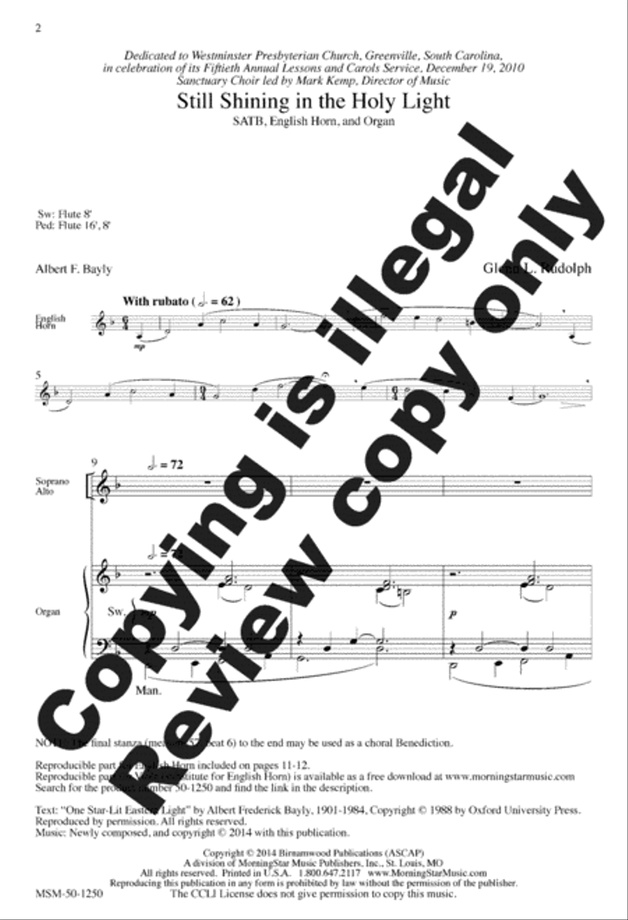 Still Shining in the Holy Light 4-Part scores gallery preview page 2