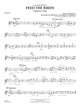Book cover for Feed The Birds (from Mary Poppins) (arr. Robert Longfield) - Violin 1