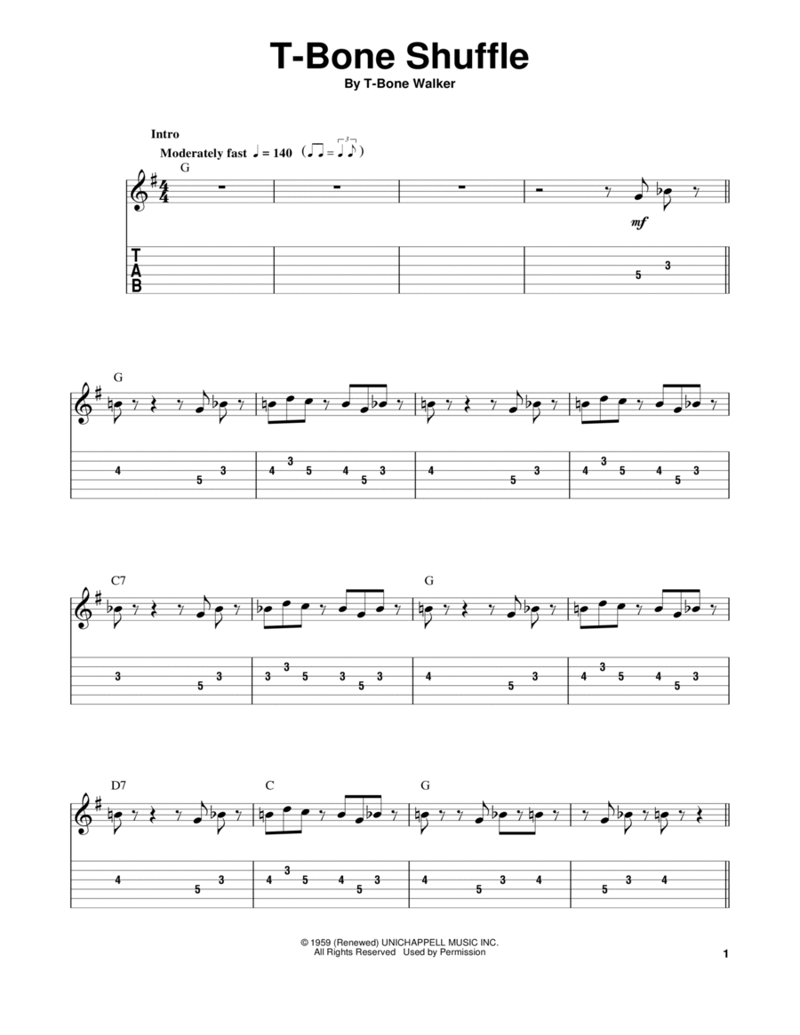T-Bone Shuffle Acoustic Guitar scores gallery preview page 1