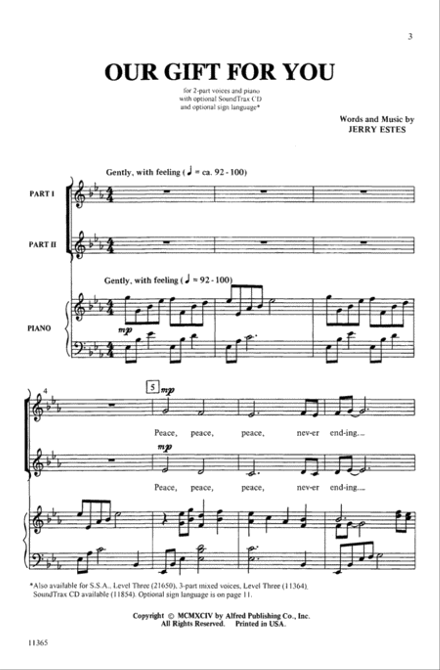 Our Gift for You Choir scores gallery preview page 1