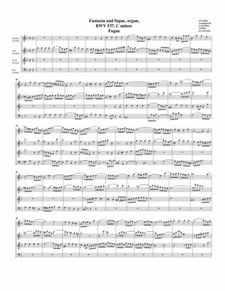 Book cover for Fugue for organ, BWV 537/II (Arrangement for 4 recorders)
