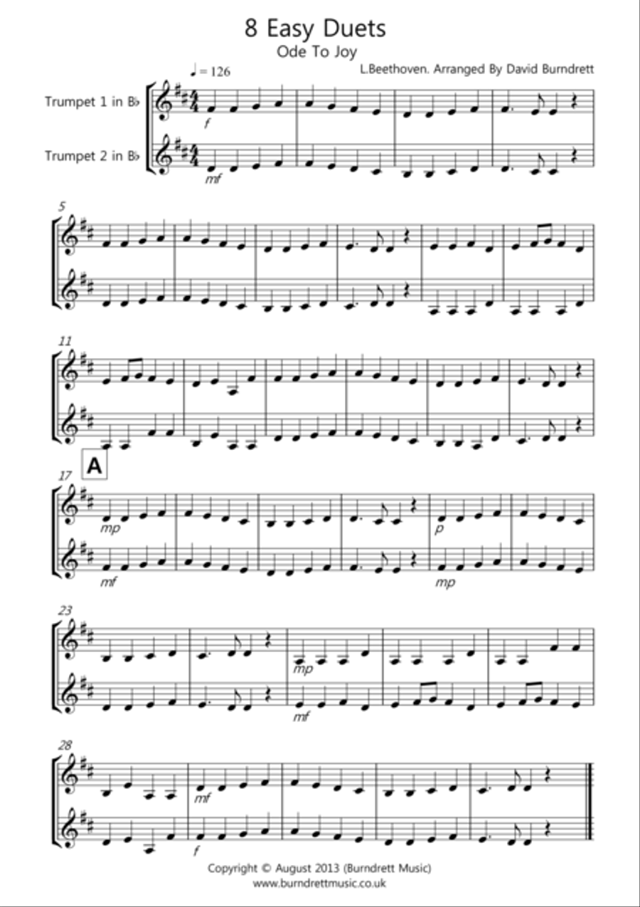 8 Duet for Trumpet in Bb Trumpet Duet scores gallery preview page 1