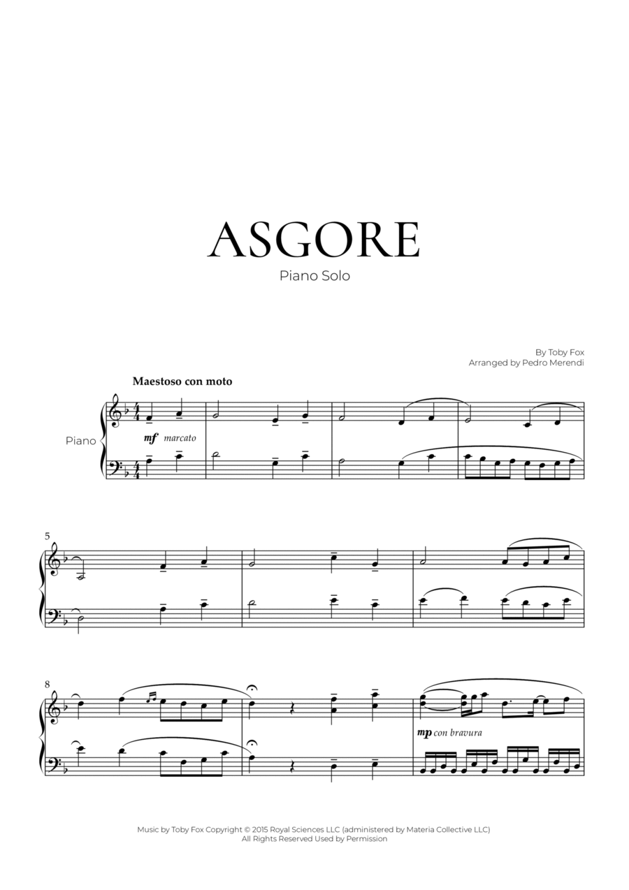 Asgore Piano Solo scores gallery preview page 1