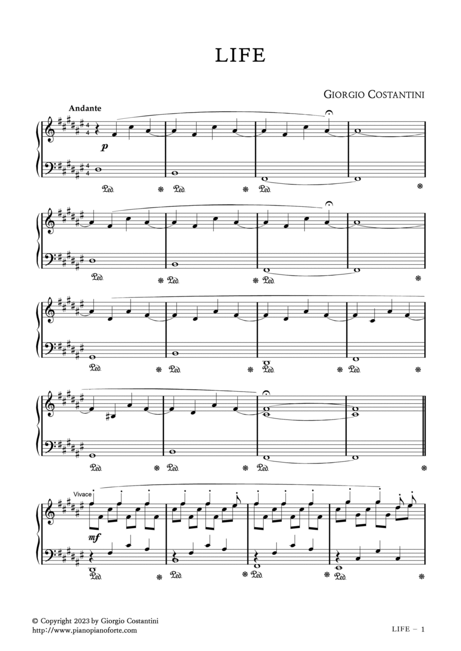 Life Piano Solo scores gallery preview page 1