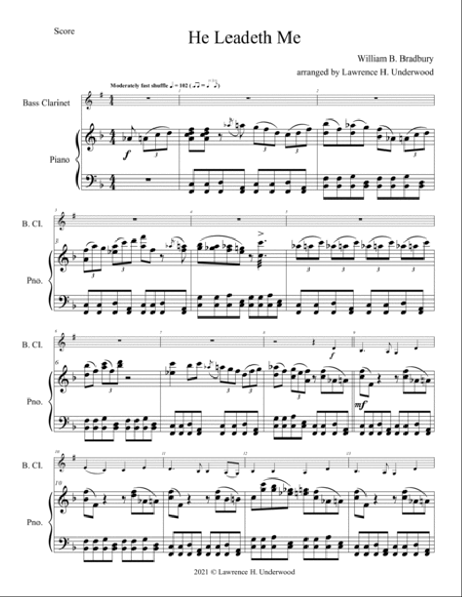 He Leadeth Me for Bass Clarinet Bass Clarinet scores gallery preview page 2