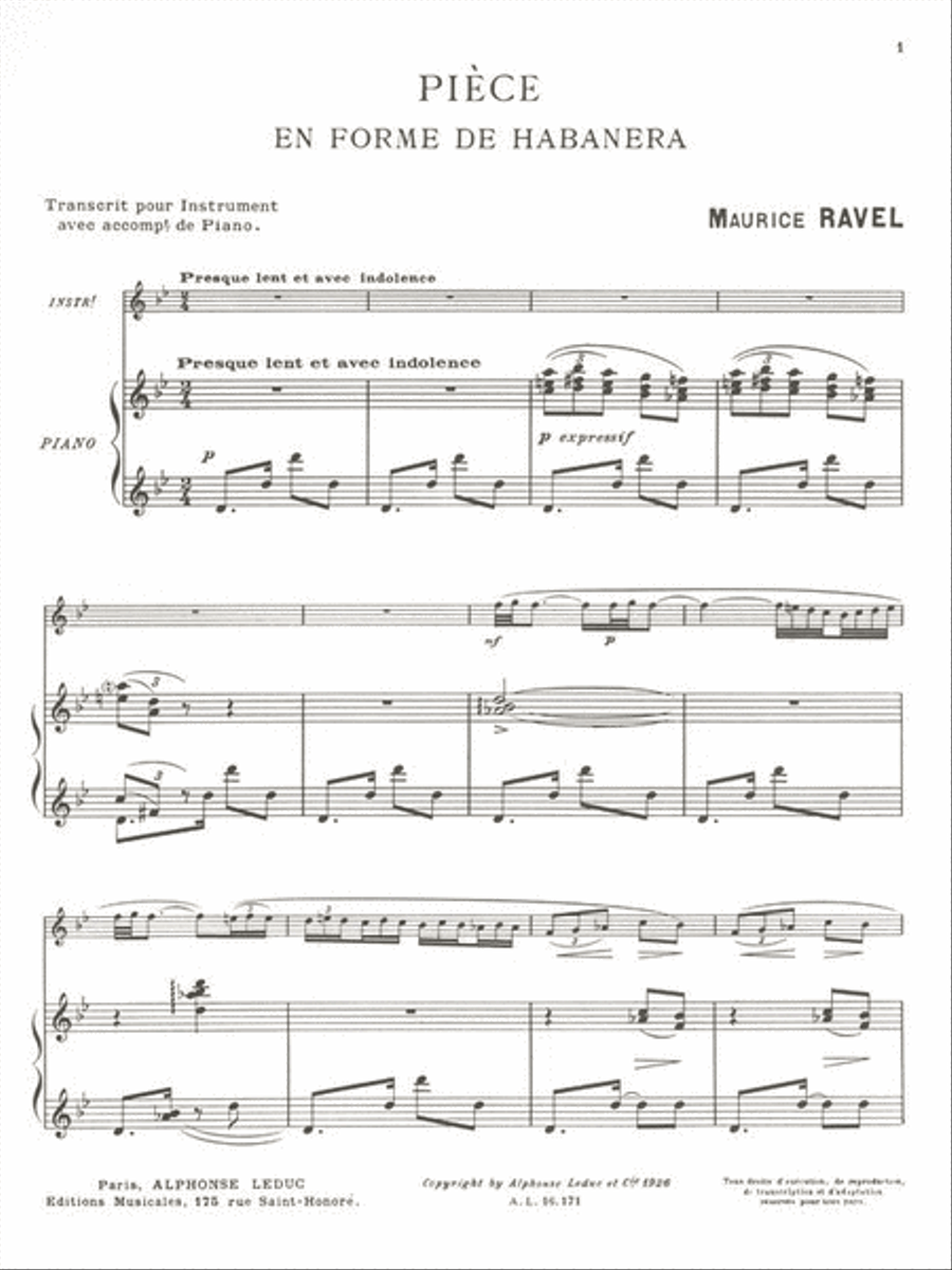Pièce en Forme de Habanera Saxophone Solo scores gallery preview page 2